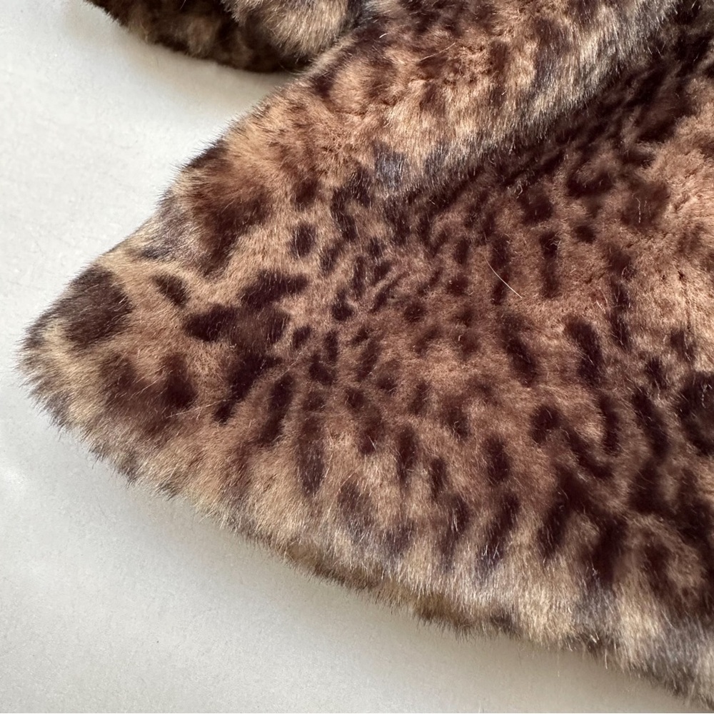 FREE PEOPLE faux fur leopard print hooded jacket coat, S. - Picture 8 of 12